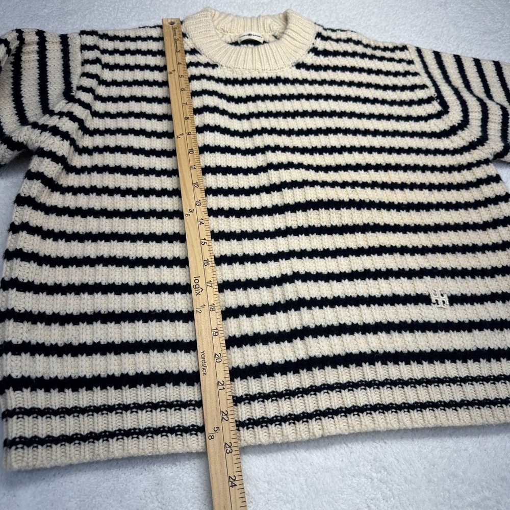 Tory Sport Merino Wool Striped‎ Sweater Cream Black Boxy Women's XS - Picture 7 of 9